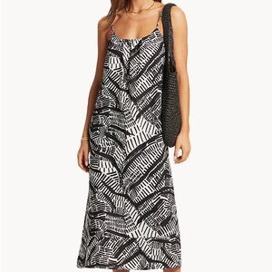 NEW. Sea Level Australia Pampas Sundress Black & White Abstract Print Midi Vaca